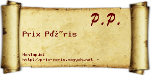 Prix Páris névjegykártya